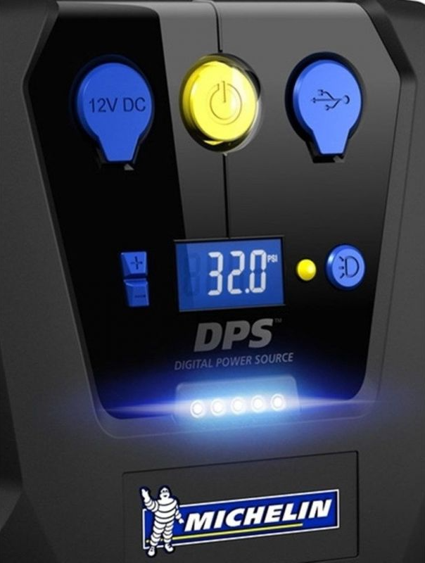 Minikompresor s vestavěnou baterií, napájení 12V, kompresor do auta i pro cyklisty, USB, max. 3,5 barů, 0,2 kW, MICHELIN MB 12V
